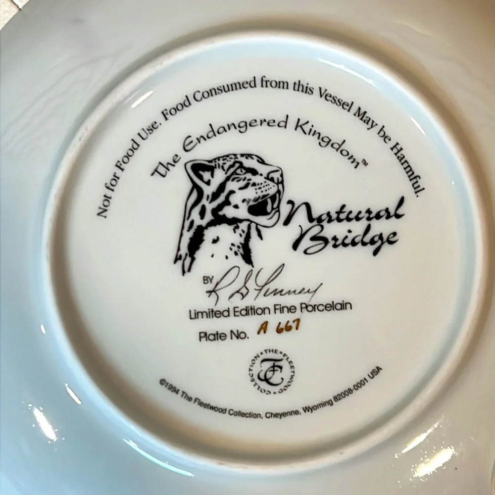FLEETWOOD COLLECTION. The Endangered Kingdom. NATURAL BRIDGE. Plate No A 667.